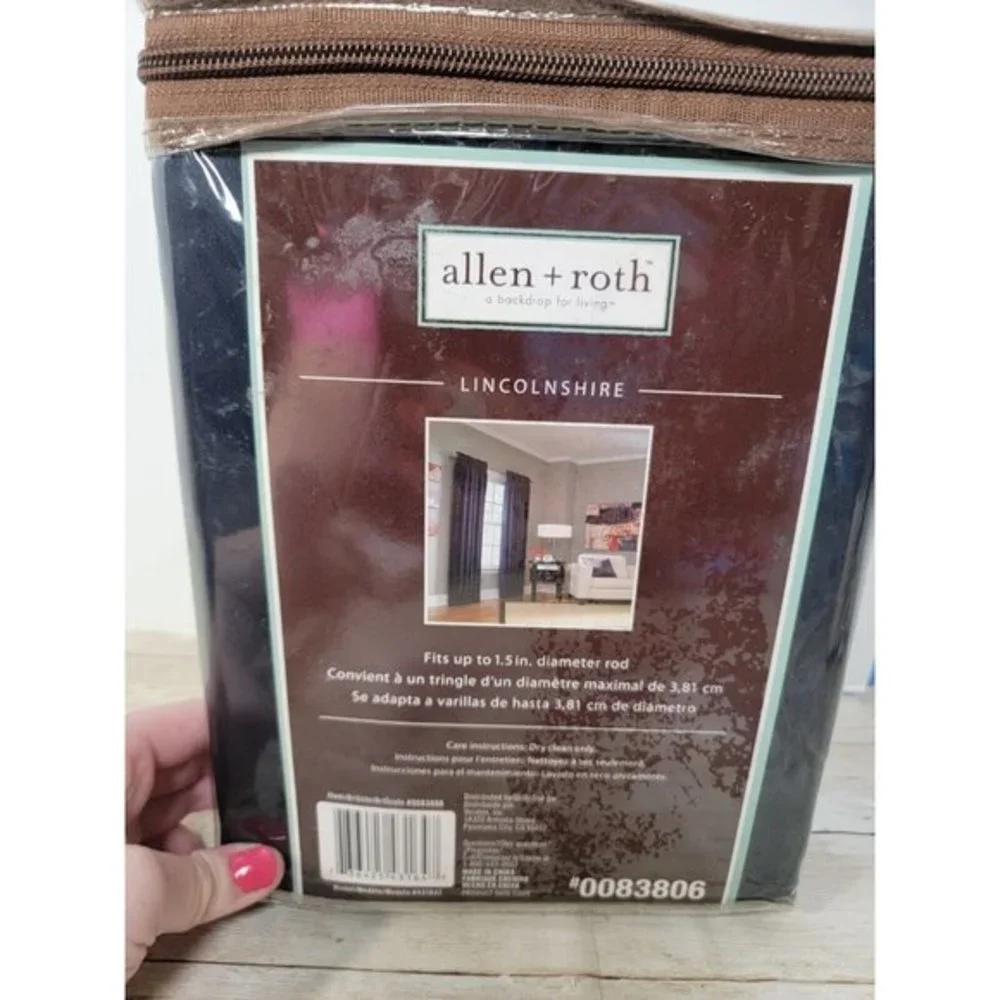 Allen‎ Roth LINCOLNSHIRE Pleated Satin Dark Navy Blue Window Rod Panel 50